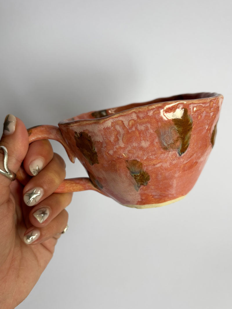 Pink and Brown Spotty Mug